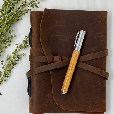 Leather Journal & Handcrafted Canary Pen Bundle