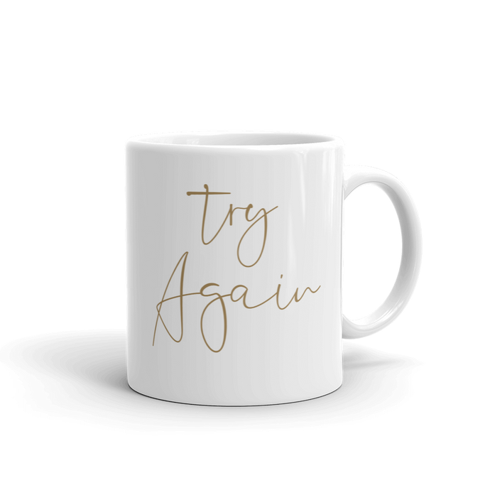 Try Again 11oz White Ceramic Glass Coffee Mug